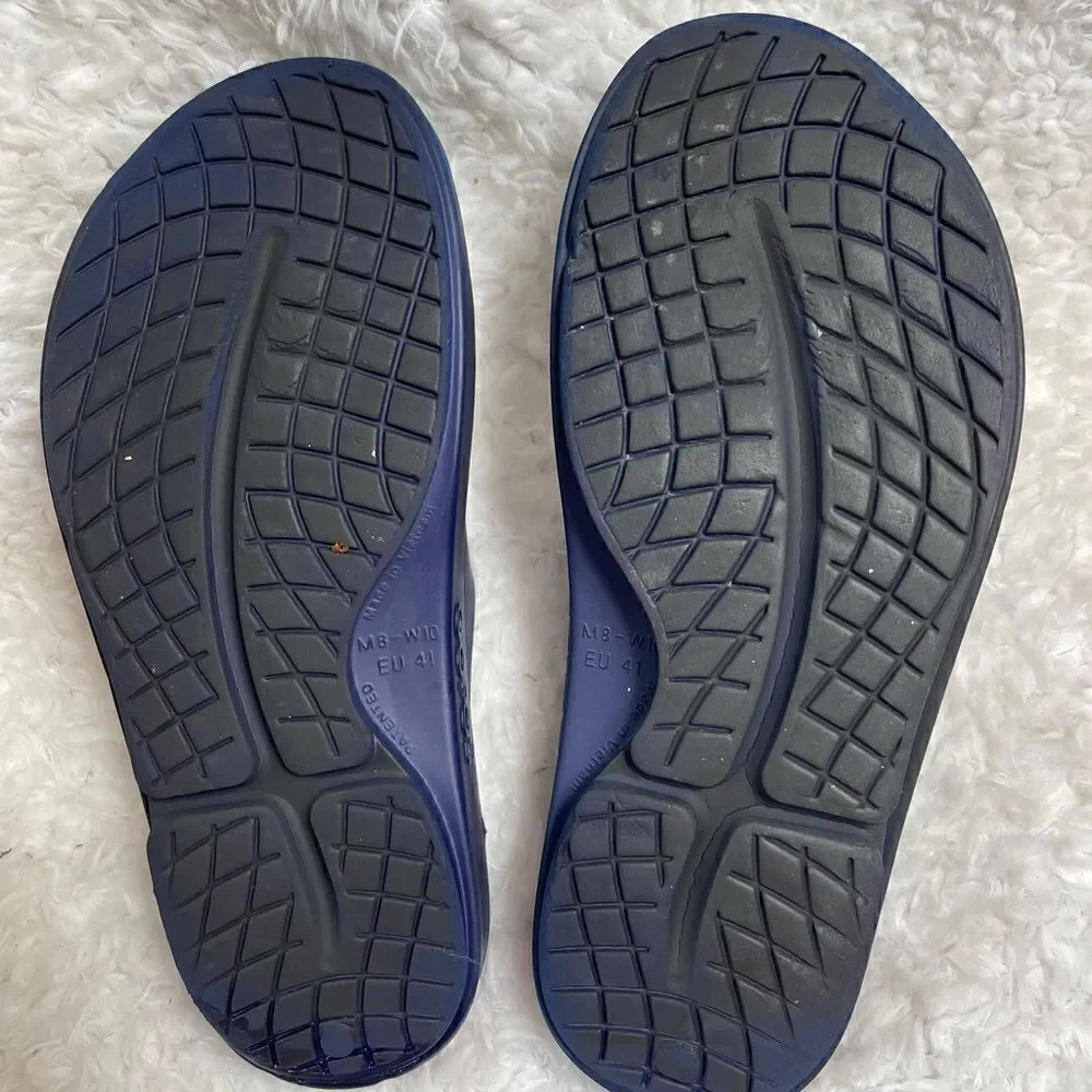 OOFOS  LLC Unisex Navy Blue slides Sandals light weight Arch support SZ …